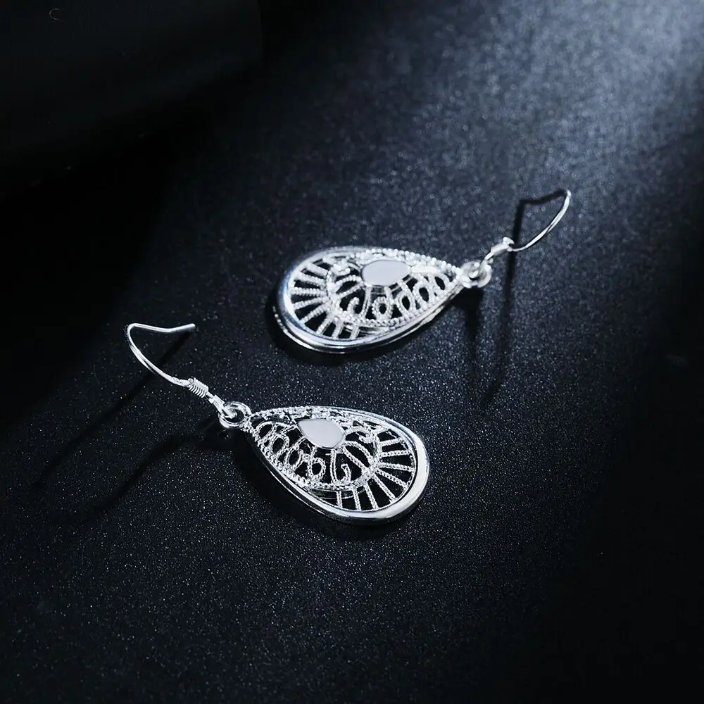 Meistverkaufte 925 Sterling Silber Vintage-Ohrringe Hochwertige Modeschmuck Weihnachtsgeschenk Geschnitzte Wassertropfen – Detail 8