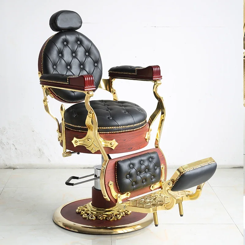 Wholesale China trade vintage elegant high quality wood and UP leather swivel lift shave beauty salon chair for barber shop