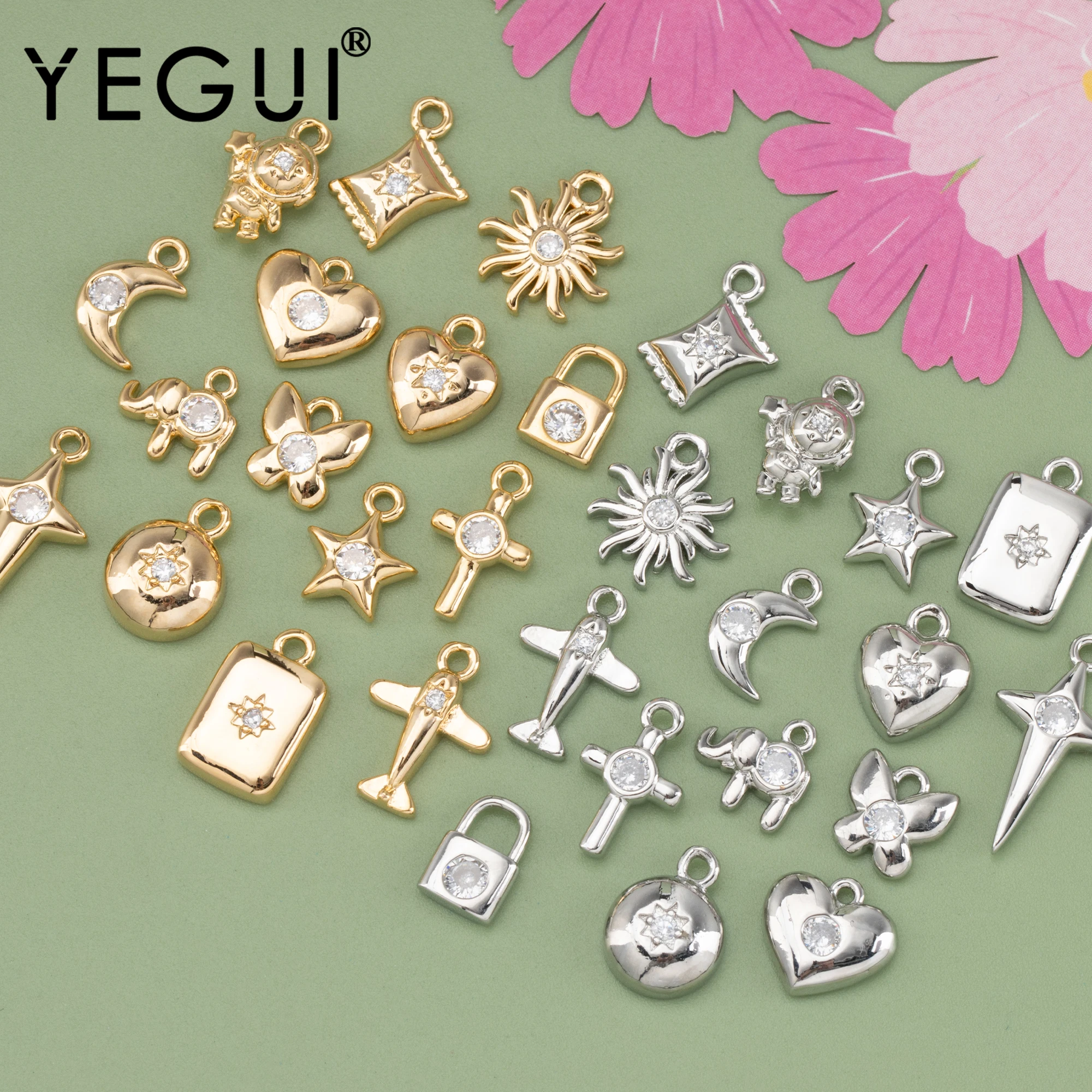 YEGUI MA39,jewelry accessories,pass REACH,nickel free,18k gold rhodium plated,copper,zircon,jewelry making,diy pendant,10pcs/lot