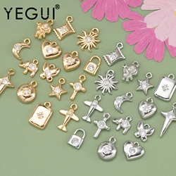 YEGUI-Accesorios de joyería MA39, alcance de paso, sin níquel, chapado en rodio de oro de 18k, cobre, circón, fabricación de joyas, colgante diy, 10 unids/lote