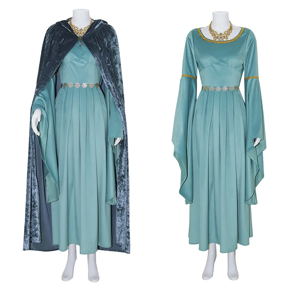 

Blue Princess Dress Cape The Lord Cosplay of The Rings Gandalf Cosplay Costume Full Set Fantasia Halloween Carnival Party Suit