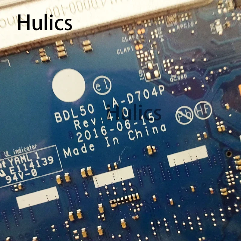 Hulics المستخدمة للوحة الأم للكمبيوتر المحمول HP 15-AY Series 854939 -601 854939 -001 BDL50 LA-D704P مع لوحة SR2EU I3-6100U