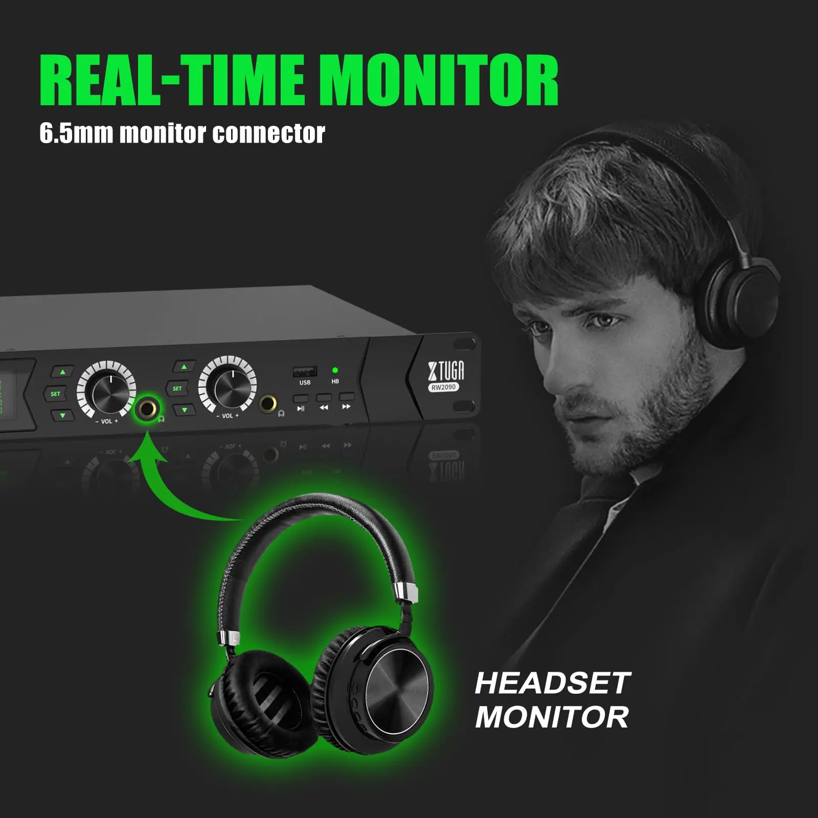 TLF Xtuga RW2090 UHF Professional 2 Bodypack في الأذن نظام Inalambricos في الأذن للمرحلة مع BT في الأذن