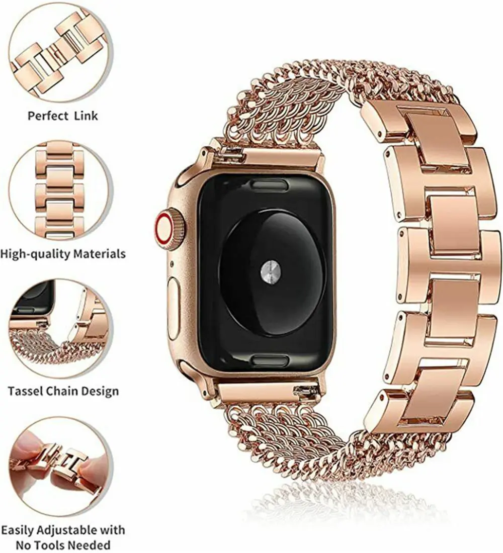 Small Tassels Chain Metal Wrist Loop Band Strap for Apple Watch Ultra Series 9 8 7 6 5