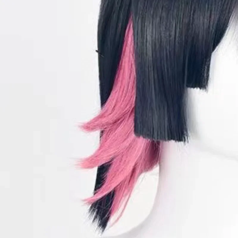 لعبة Zenless منطقة صفر إلين جو شعر مستعار تأثيري هالوين النساء الرجال الأسود مختلط روز الاصطناعية الشعر القصير وغطاء شعر مستعار مجاني الدعامة