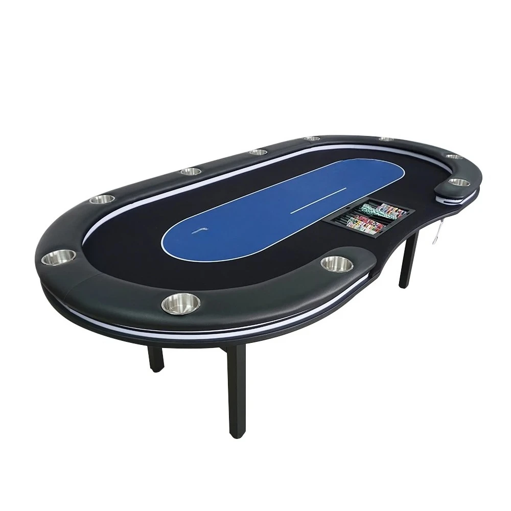 

6 To 10 Player Poker Tables LED Light Casino Gambling Table For Poker Games Built-in Cup Holders