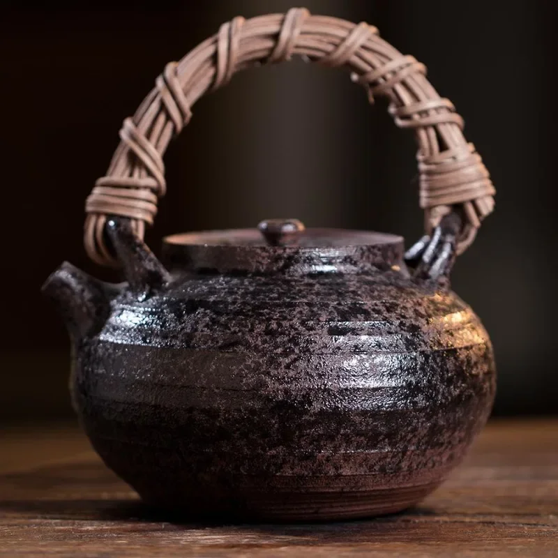 Purple sand kettle, pure handmade pottery pot, beam pot, electric ceramic stove for making tea, kettle, household teapot