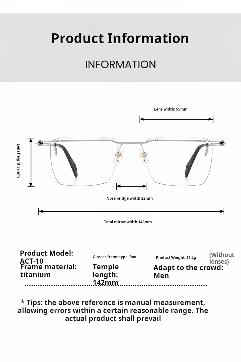 Yimaruili G6089A Eyeglasses — Frame Dimensions & Sizing Chart