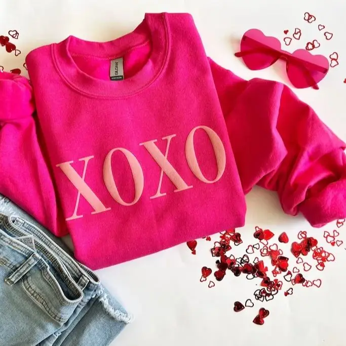 

Valentines Day Sweatshirt Gift For Wife Sweatshirt XOXO Sweatshirt Pink Valentines Day Long Sleeve Shirt Gifts Mrs Sweatshirts