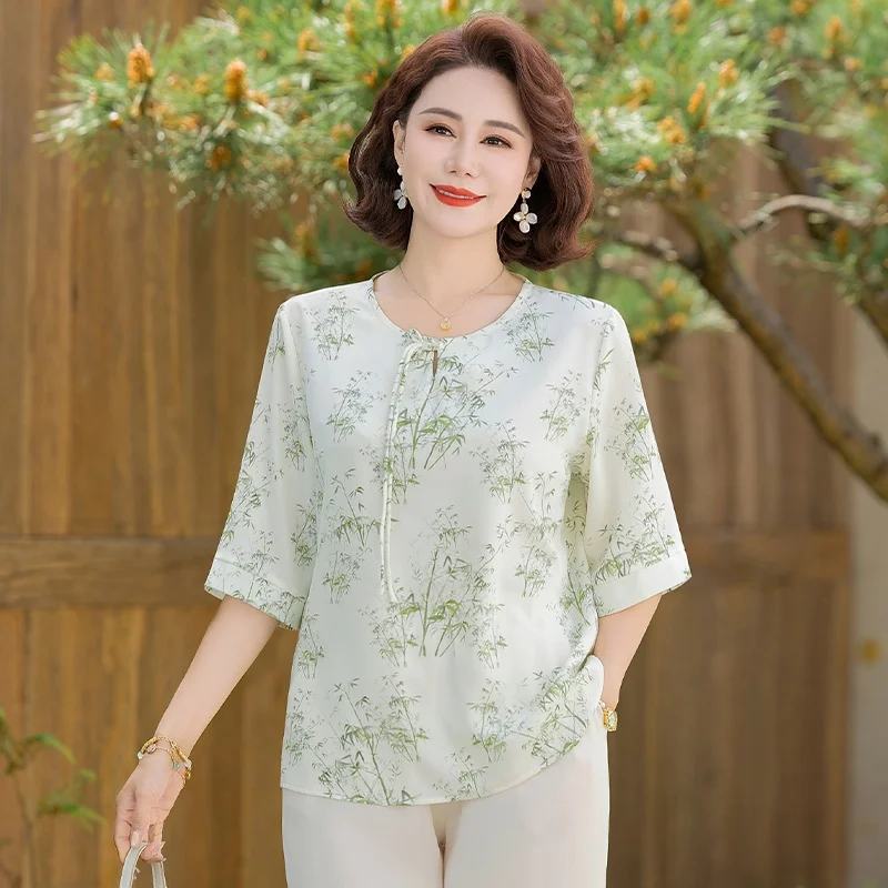 nuevo-conjunto-de-ropa-de-verano-2025-para-mama-estilo-nacional-chino-camiseta-con-estampado-de-copos-de-nieve-manga-corta-top-holgado-con-cuello-redondo-para-mujer