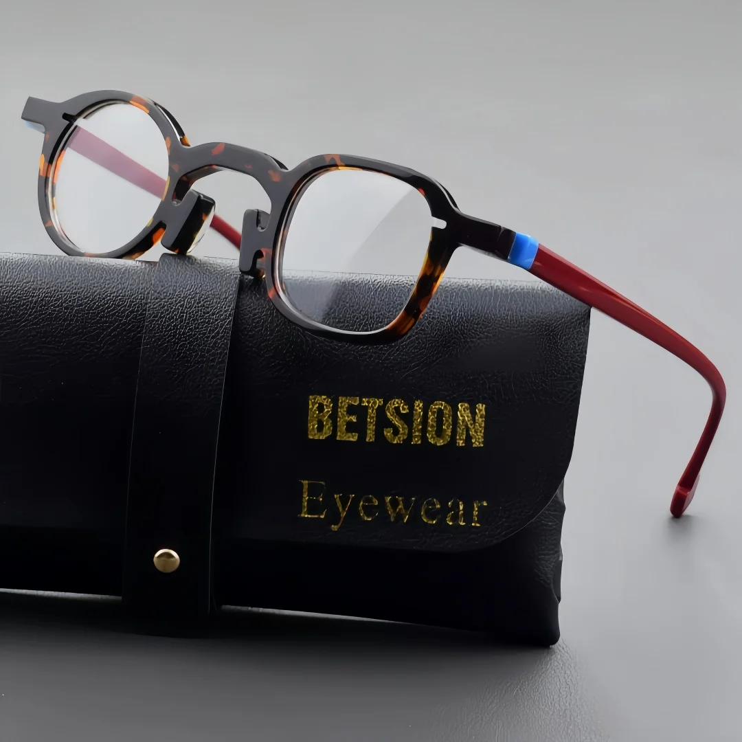 

BETSION round Square Acetate Eyeglasses Spectacles Full-Rim Trendy Eyewear Fashion Casual Colors for Men And Women #21253