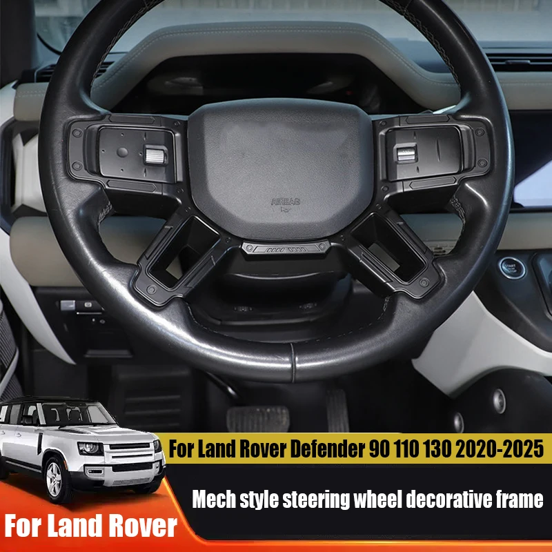 For Land Rover Defender 90 110 130 2020 2021 2022 2023 2024 2025 Mech style steering wheel decorative frame made of ABS material