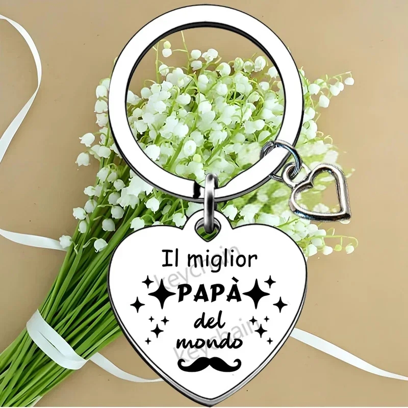 Italian heart Dad Daddy Father Gifts Keychain Pendant Father's Day Key Chain