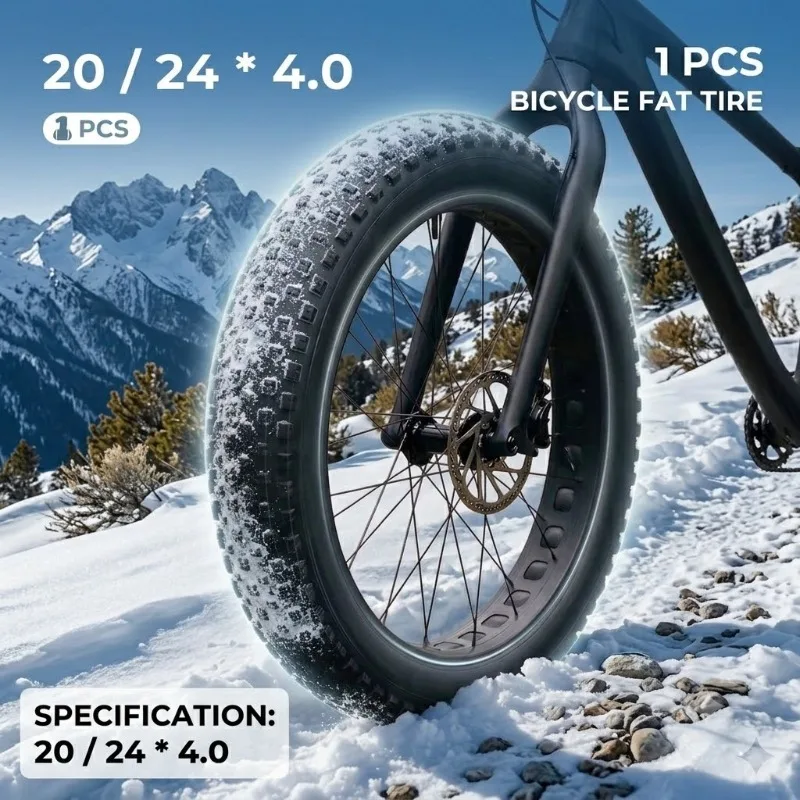 

1pcs 20 24 x 4.0 Fat Bike Tire Wide Bicycle Tires Replacement for Snow Beach Electric E-Bike Anti Slip Rubber Cycling Parts 128C