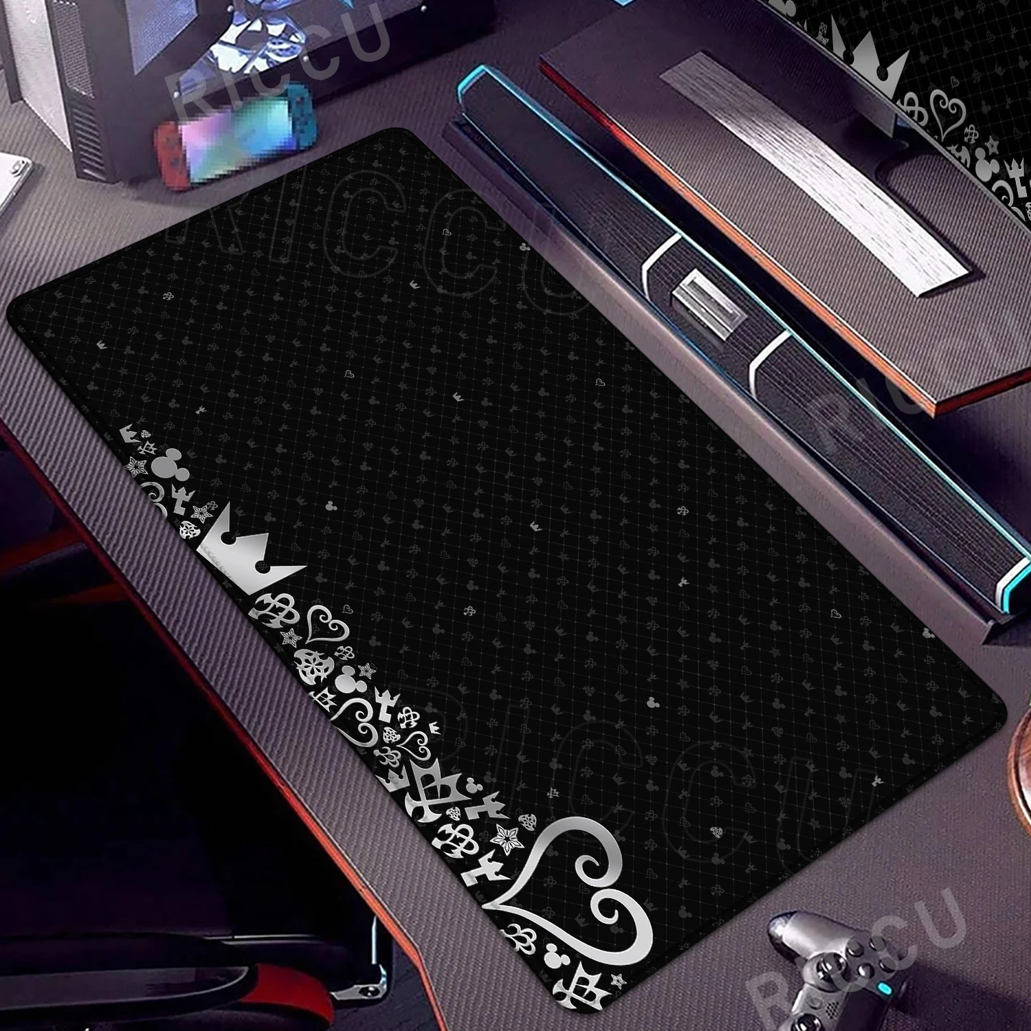 

Mouse Pad Anime Black Extended Desk Mat K-kingdom H-hearts PC Keyboard Pad Laptop Gaming Accessories Table Mat XXL Mousepad Rug