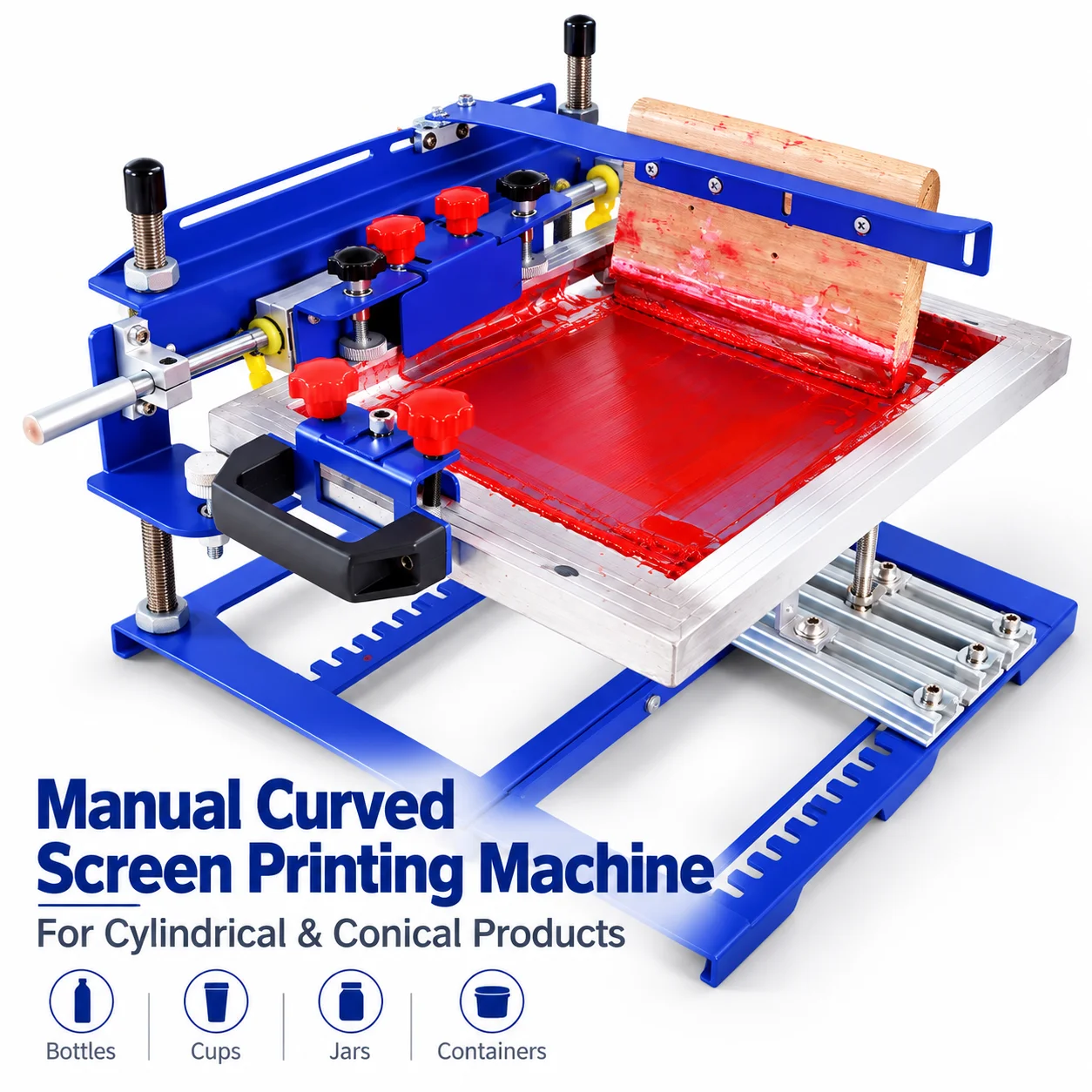 AOLIVIYA Manual Screen Printing Machine Cylindrical Bottle Cup Printer Curved Surface Silk Screen Press Specialty Tools