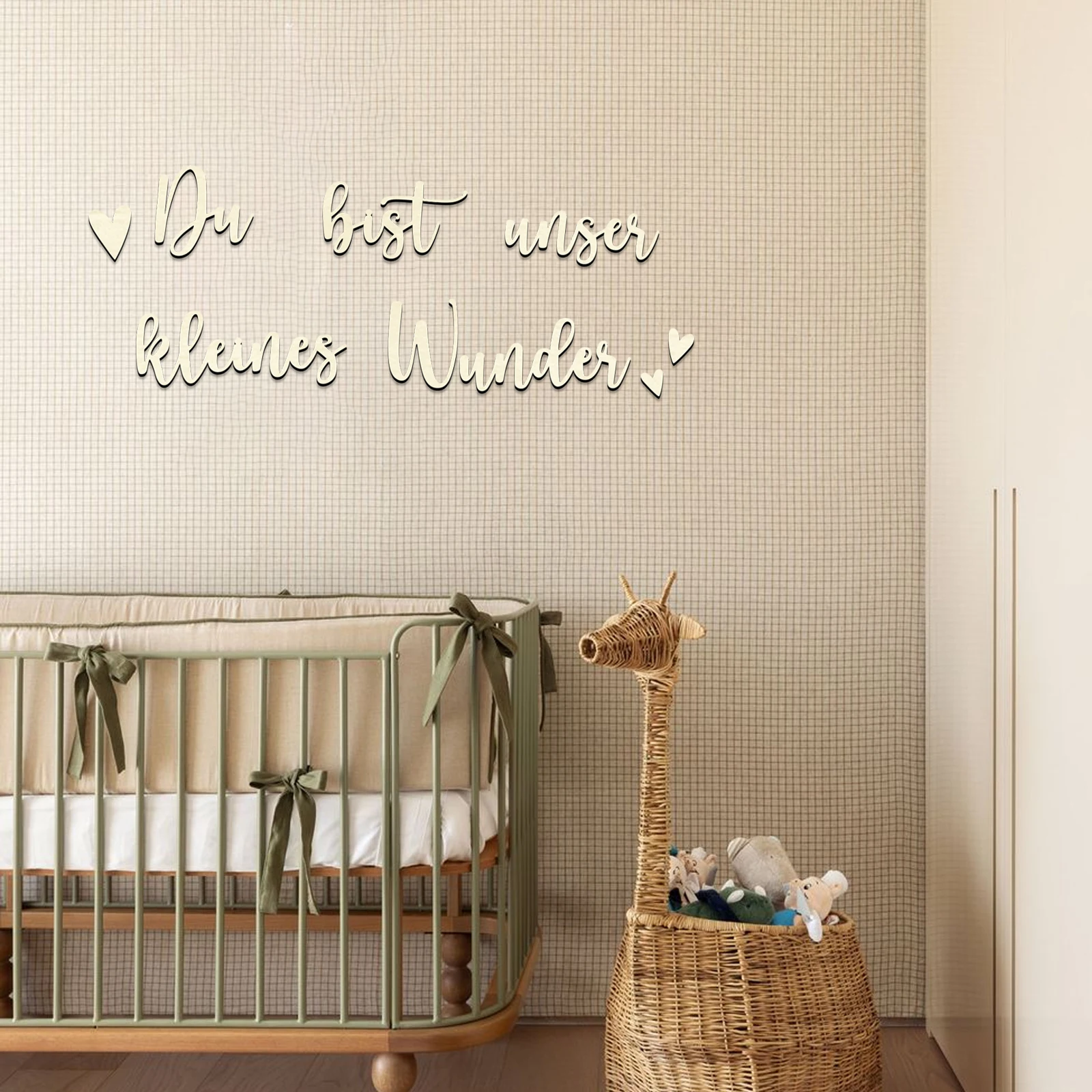 Du bistisches kleines Wunder Wooden Letters - ديكور حائط ثلاثي الأبعاد، لافتة أبجدية لغرفة الأطفال، ديكور حضانة مع قلوب