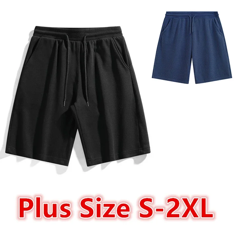 Shorts casuais de algodão masculino, moletom respirável, shorts de ginástica, calções de basquete, tamanho grande 2XL, 2 peças, verão