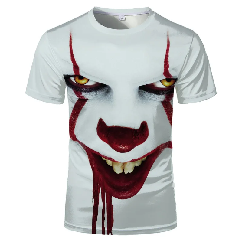 Hot New Pattern T-shirt Clown Theme Men\'s T-shirt 3D Printed Halloween Short Sleeve Printed Costume Street Fashion Punk&Gothic