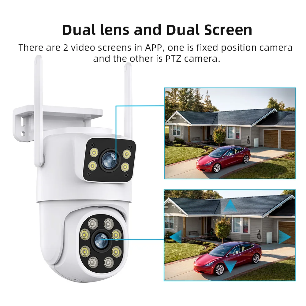 4K Surveillance Cameras WiFi Outdoor Waterproof Wireless Security Camera Dual Lens Security-Protection IP Camera AI Track ICsee