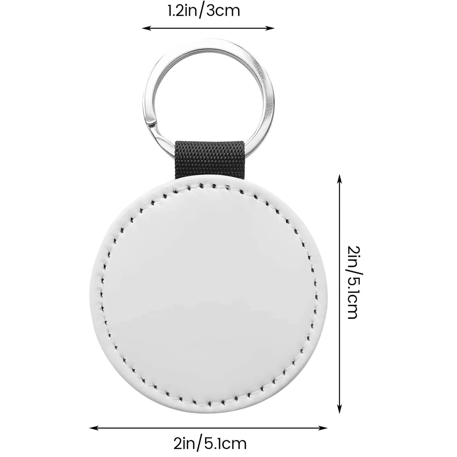 

A32P_10 Pack Sublimation Blanks Keychain Glitter PU Leather Keychain DIY Heat Transfer Keyring (Silver Round)