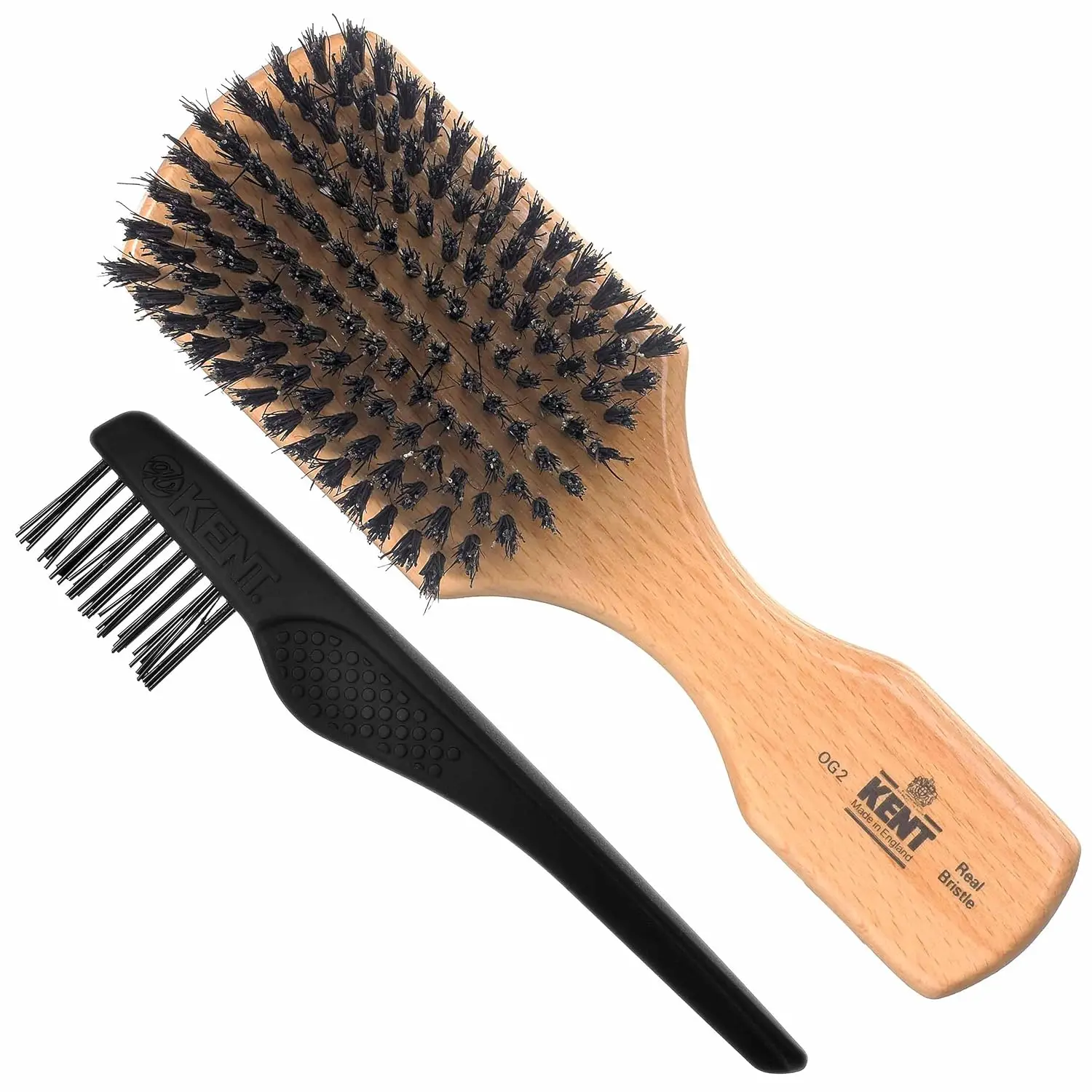 

Natural Boar Bristle Hair Brush for Men, Travel Size with Cleaner, Suitable for All Hair and Beard Types