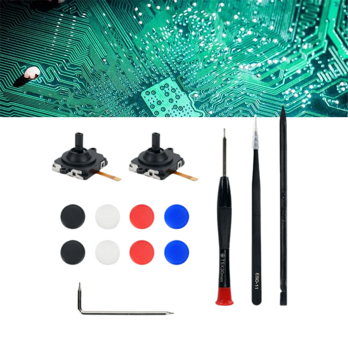 T35C Ersatz für 3 VR-Griffe, 3D-Analog-Joysticks, Daumenstift mit 8 Silikonhüllen und Demontagewerkzeug