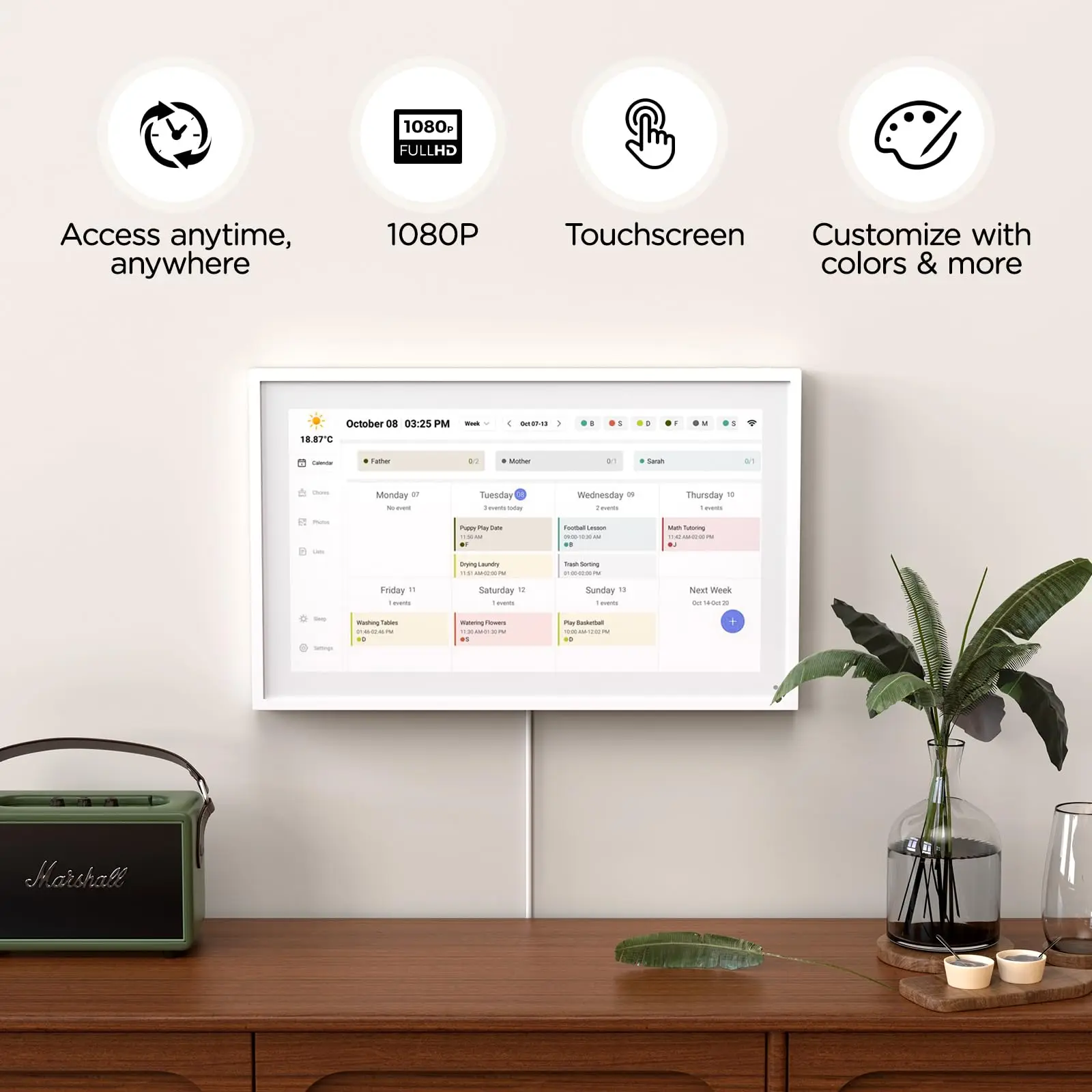 2025 hot sale  21.5 Inch White Android Digital Calendar Chore Chart Touch Screen  Display Family Schedules Weekly Planner