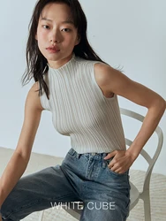 2025 Half-high Neck Pleated Sleeveless Bottoming Counter With T-shirt Pleated Miyake Wind Slim Hundred Women's Undershirt Summer