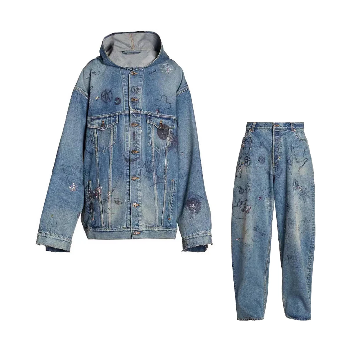 

NIGO Denim Jacket Jeans Trousers Pants Suit Set #nigo5982