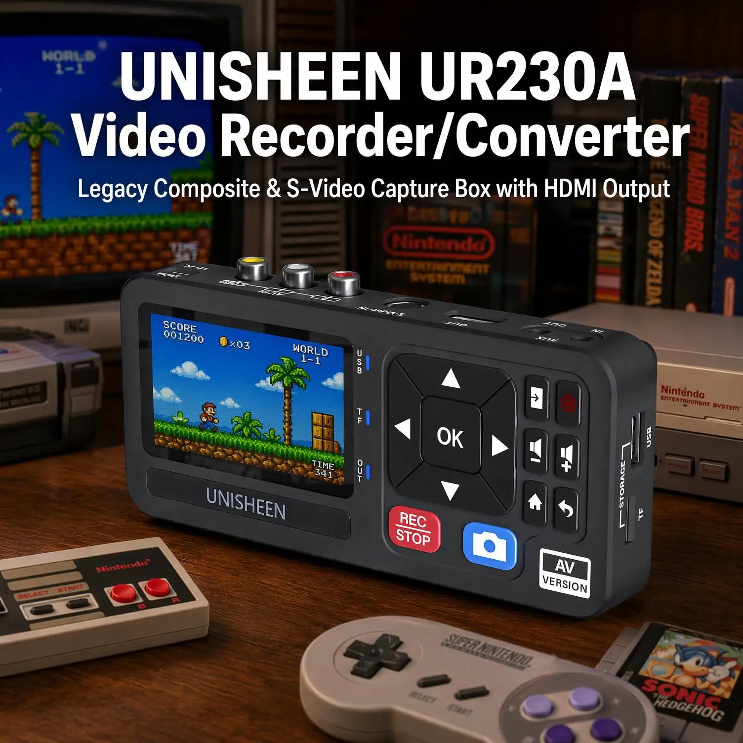 UNISHEEN VHS Tape to Digital Converter 1080p High Quality DVD Camcorder Recorder Cassette MP3 Converter