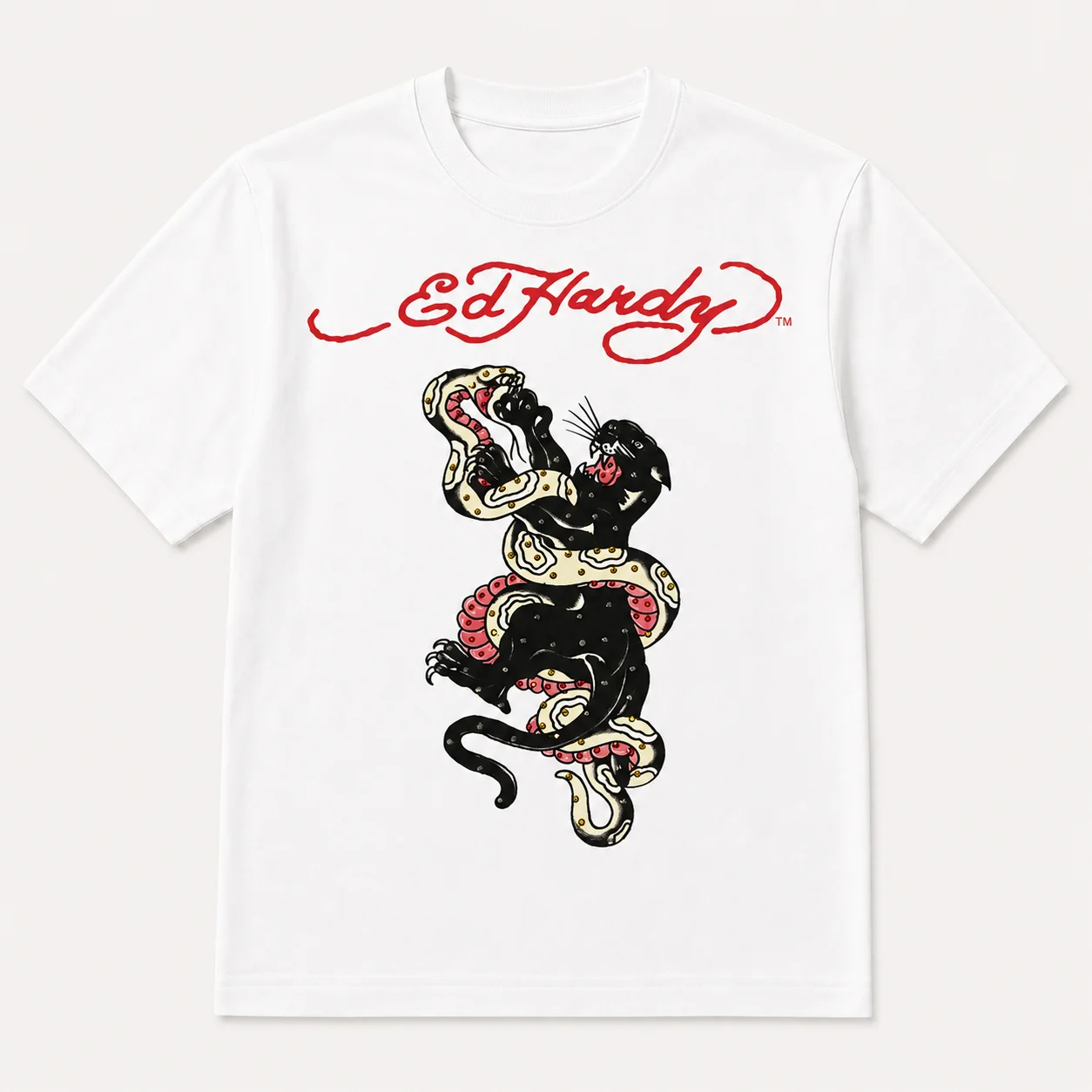 Y2K Harajuku Streetwear Crew Neck T-Shirt Font Panther Snake Battle Print Cotton Breathable Fashion Top for Men Women