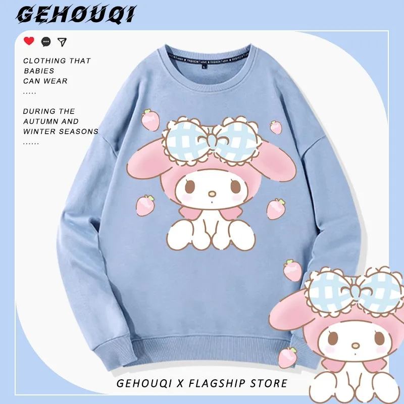 

2024 New Melody Melody Co-branded Crewneck Hoodie Female Sanrio Animation Around Girls Loose Clothes