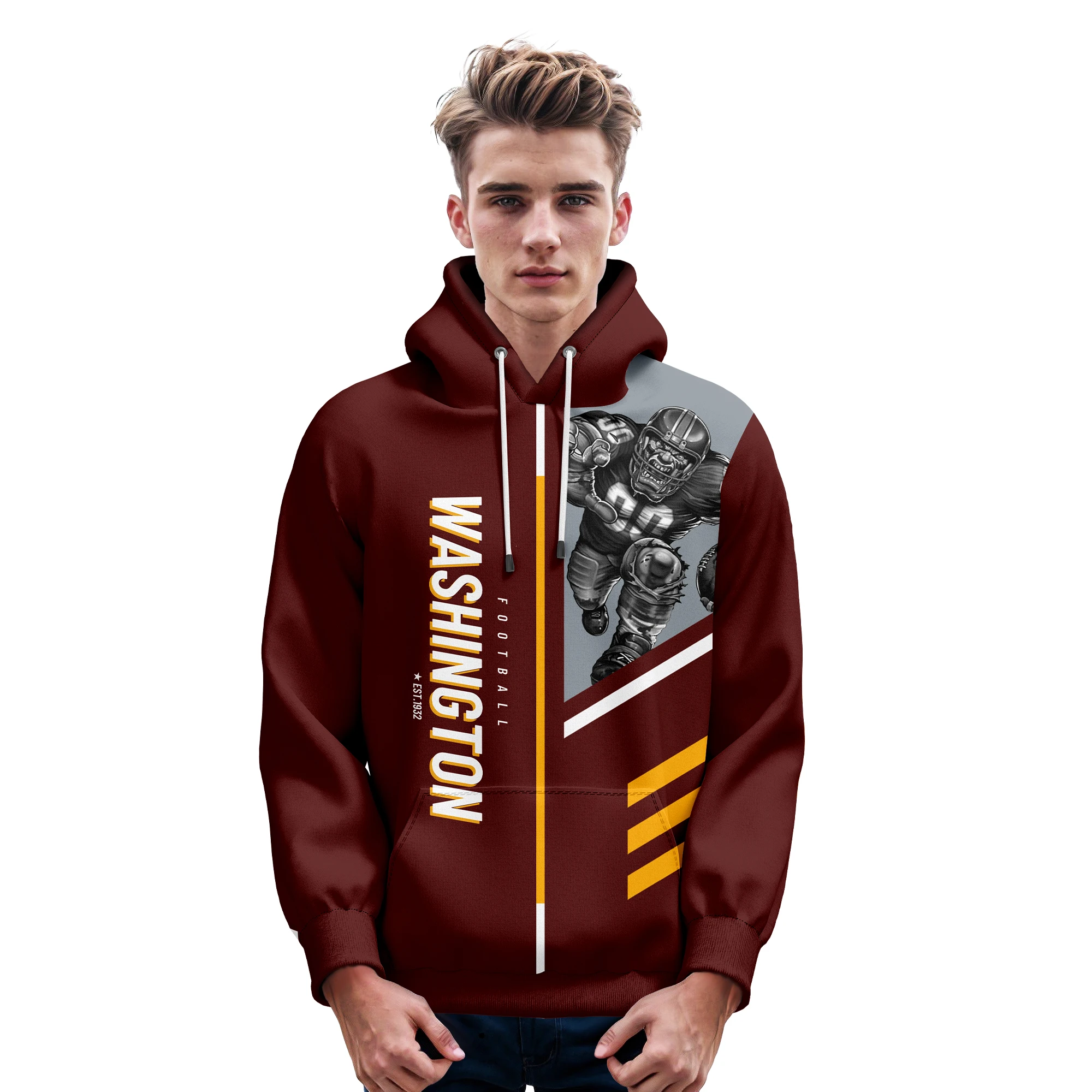 Custom American Football Hoodie Washington City Mascots Sweatshirt Personalized Name Number for Men Women Youth Fans Gift