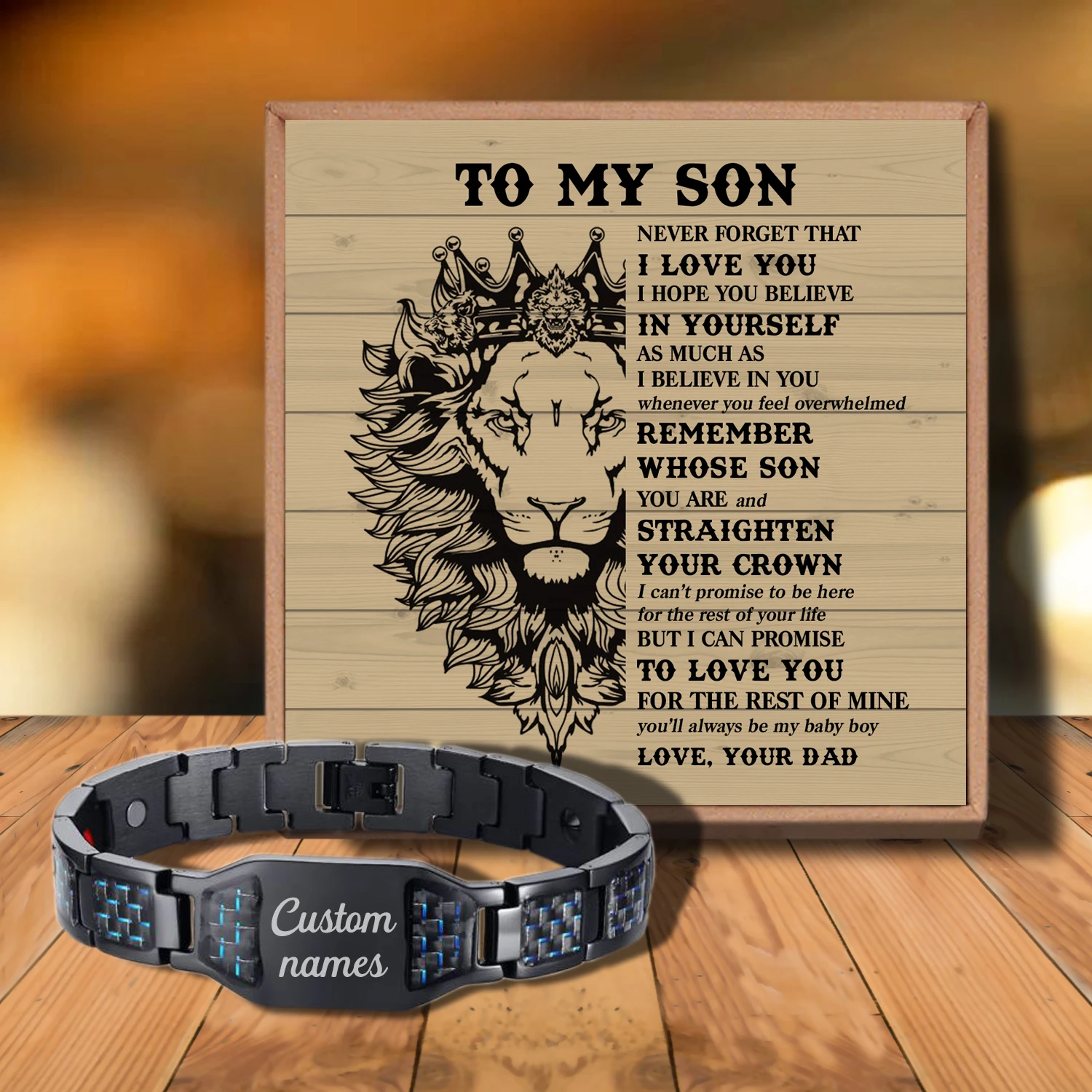 

Sac3035 To My Son Never Feel That You Are Love from Love Dad Customizable Message Card Bracelet for Birthday Anniversary Holiday