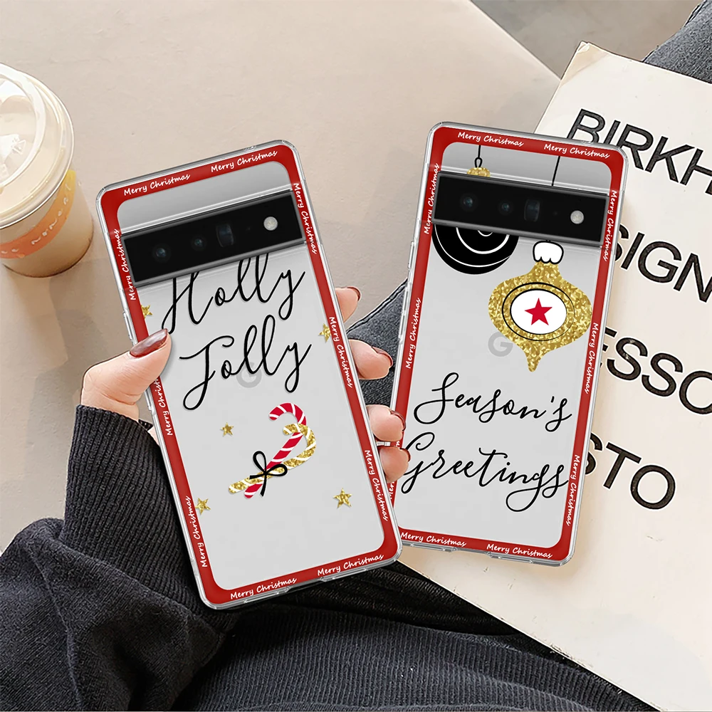 

Transparent Soft TPU Phone Case for Google Pixel 8 Pro 7a 7 6a 5 5a 5G 4 3 3a 4a XL 6 6Pro Merry Christmas Cover for Pixel 7Pro