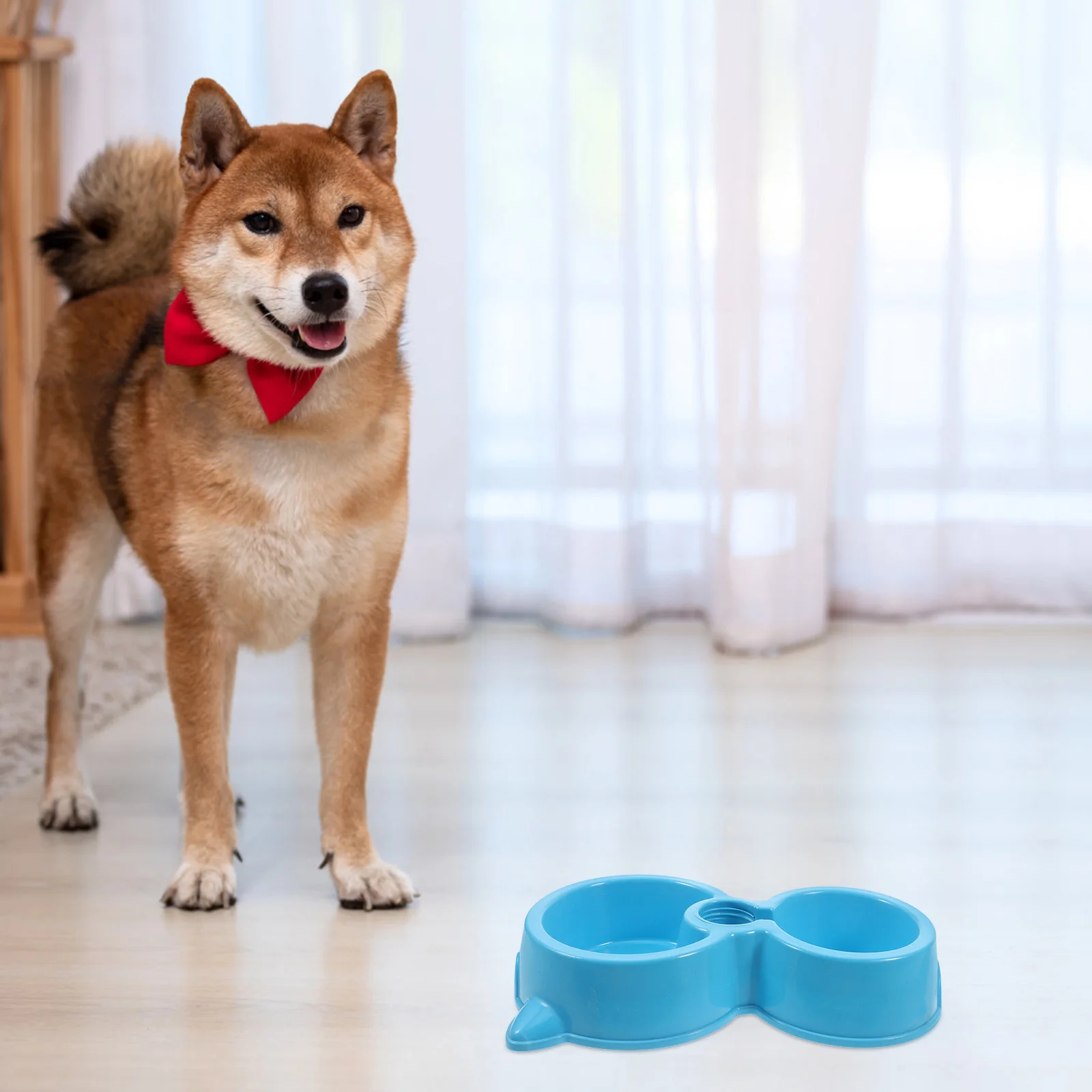 

Double Pet Feeding Bowls with Water Bottle Insert Automatic Food Water Dispenser Dual Bowl Design Safe ABS Material for Dogs