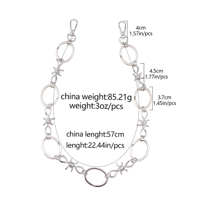 Punk Rock Bramble Iron Thorn Pants Chain Unisex Cool Design Collarbone Choker Cool Hip Hop Keychains Bracelet Party Jewelry