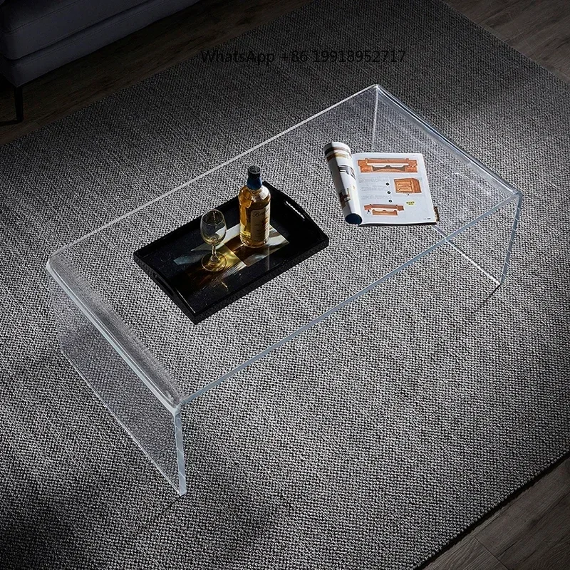 Modern Acrylic Side Table Transparent Square Coffee Table Nordic Stylish Accent Furniture for Small Space Living Room Corner