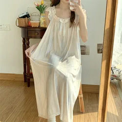 Cotton Nightgowns for Women New Long Sleeve Night Dress Large Size Loose White Nightdress Ladie's Casual Nightwear Nightshirt