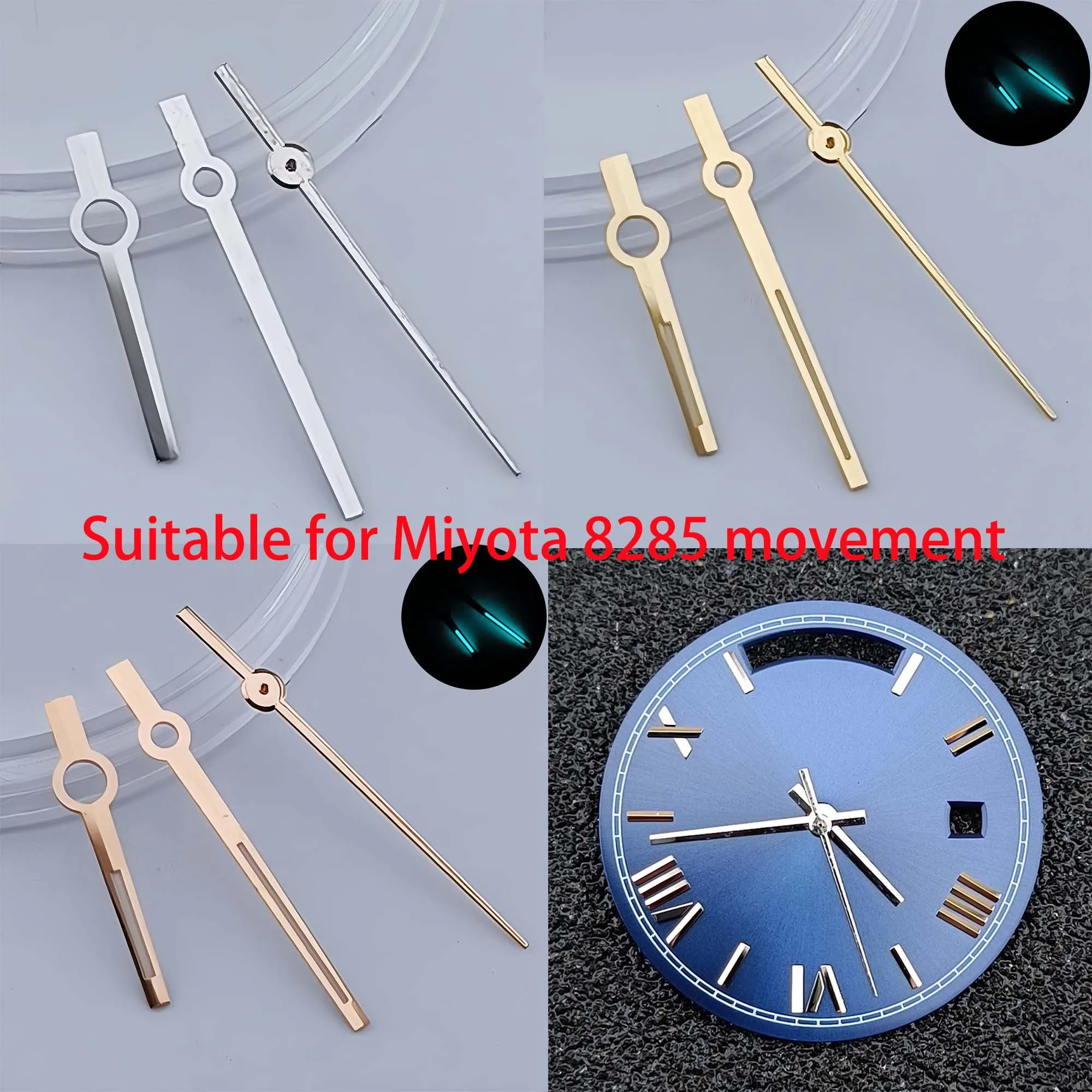 High Quality Watch Hands Fits Miyota 8285/8215 Movement Pointer Blue-green Luminous Watch Replacement Pointer Accessories