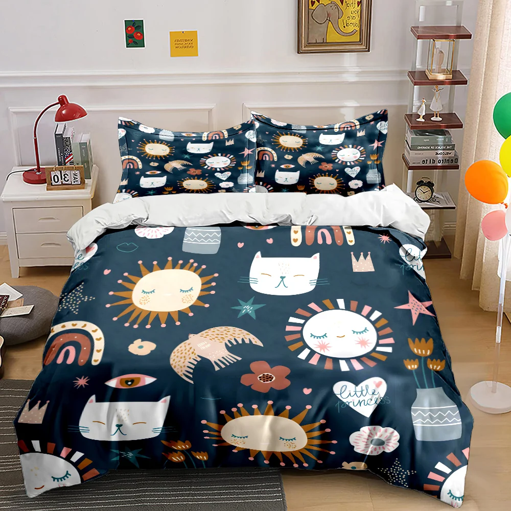 

Cute hand-drawn styled patterns Print Bedding Set 1 Duvet Cover 2 Pillowcases for Adult and Children Luxury Gift Full Size