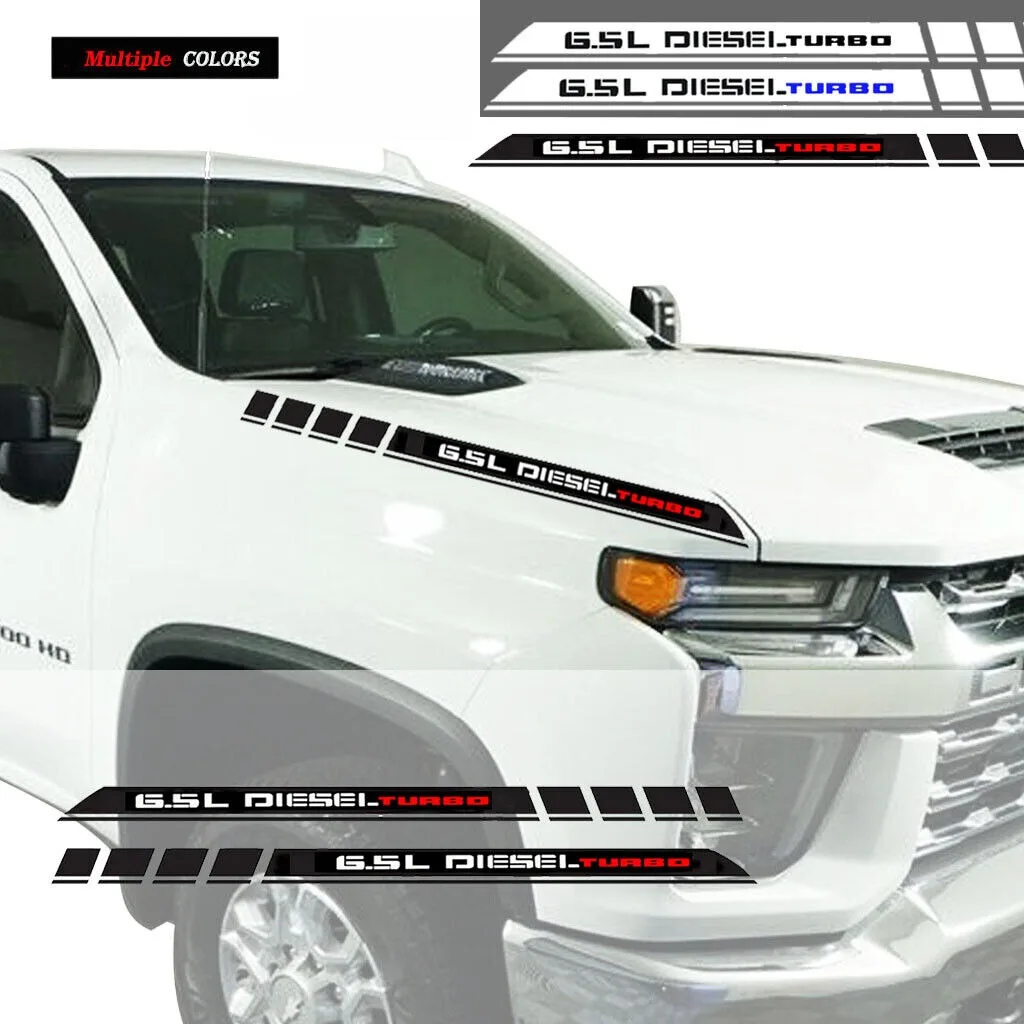 

6.5L Turbo Diesel For Silverado 92 93 94 95 96 Sierra C/K Car Hood Stickers Vinyl Decals Emblem 2Pcs car accessories