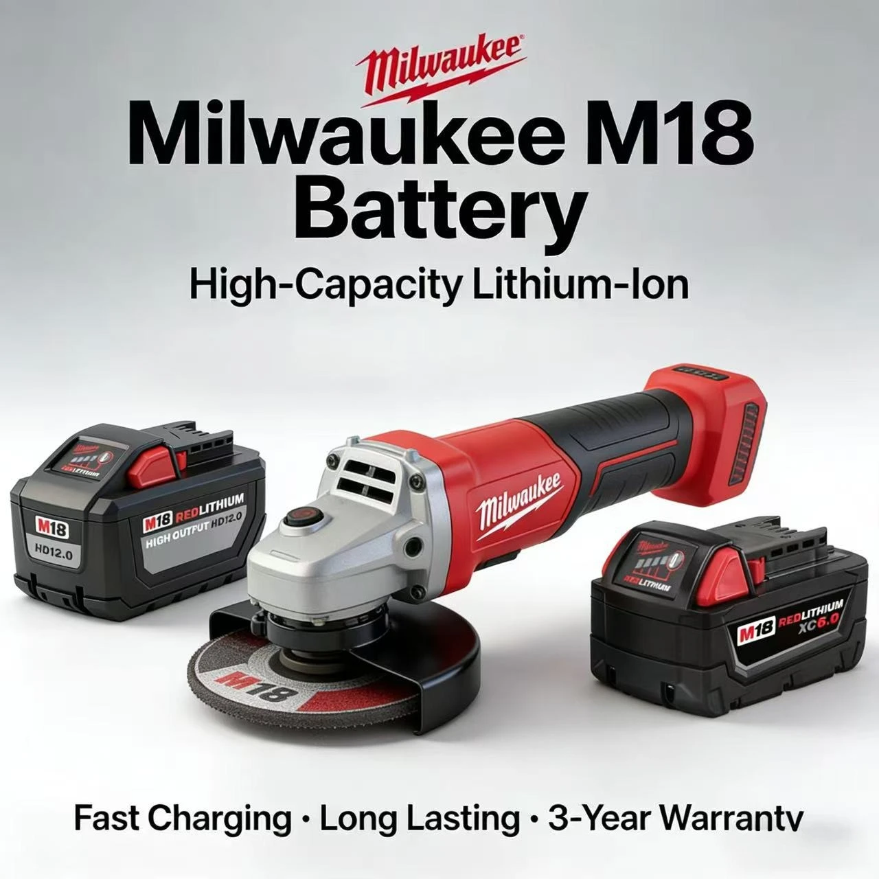 

Original The Capacity Is True Milwaukee M18 18V 12Ah Li-ion Rechargeable Battery, for 48-11-1815 48-11-1850 Angle grinder tool