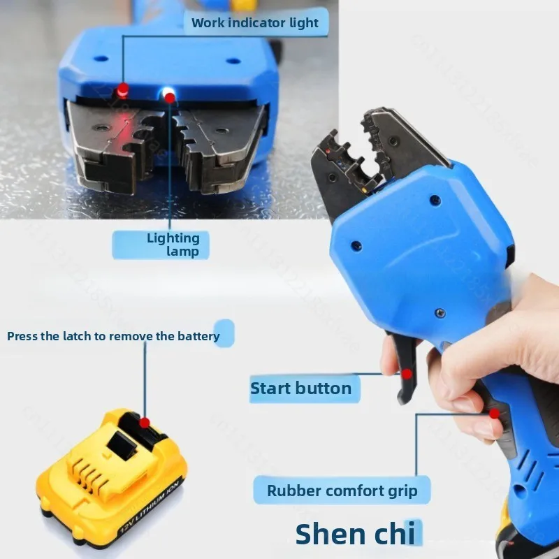 NB‑50KM Portable Rechargeable Electric Crimper, Handheld Lithium Crimp Tool for Pre‑Insulated Non‑Insulated Tubular Terminal