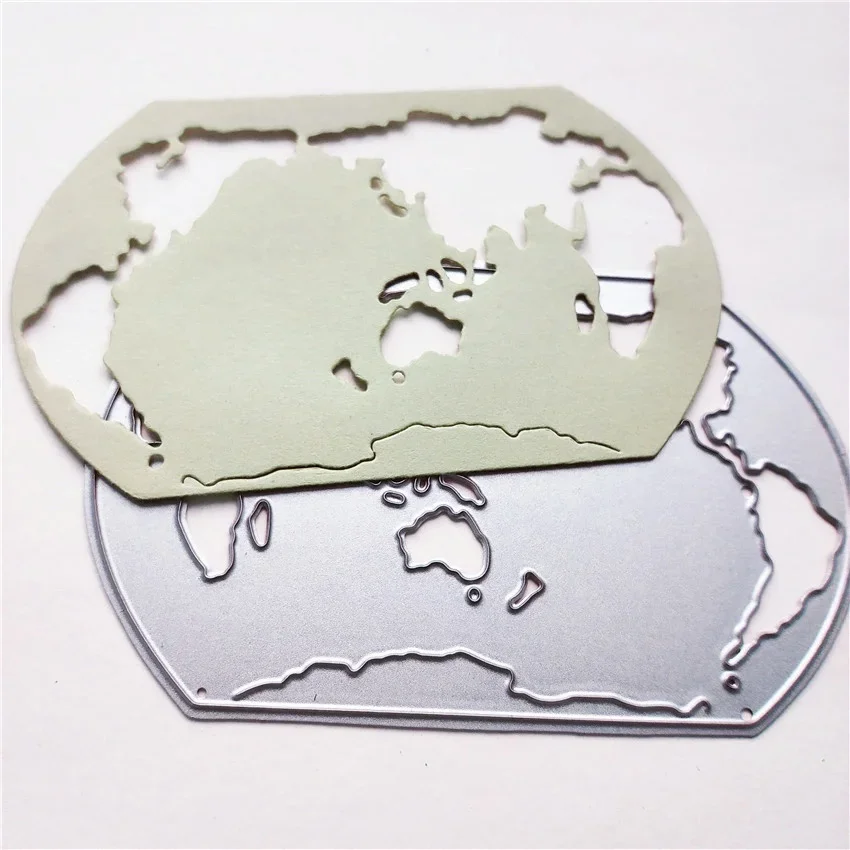 World Map Metal Cutting Dies Stencil for DIY Scrapbooking Photo Album Embossing Paper