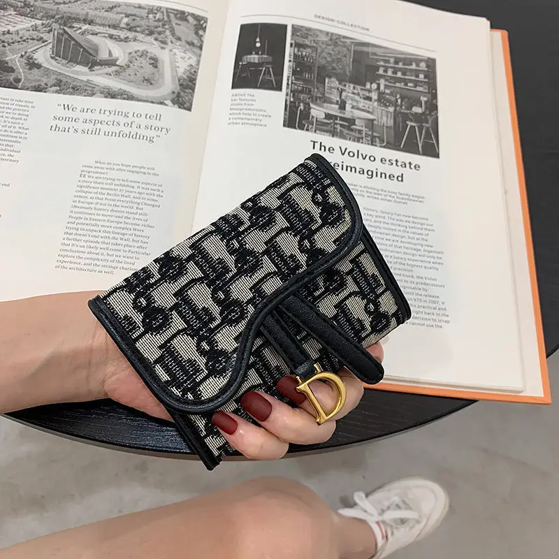 المرأة خمر المحفظة الأزياء المنسوجة محفظة نسائية للعملات المعدنية متعددة الفتحات سعة كبيرة محفظة نسائية للعملات المعدنية جديد D-كليب عملة حامل بطاقة