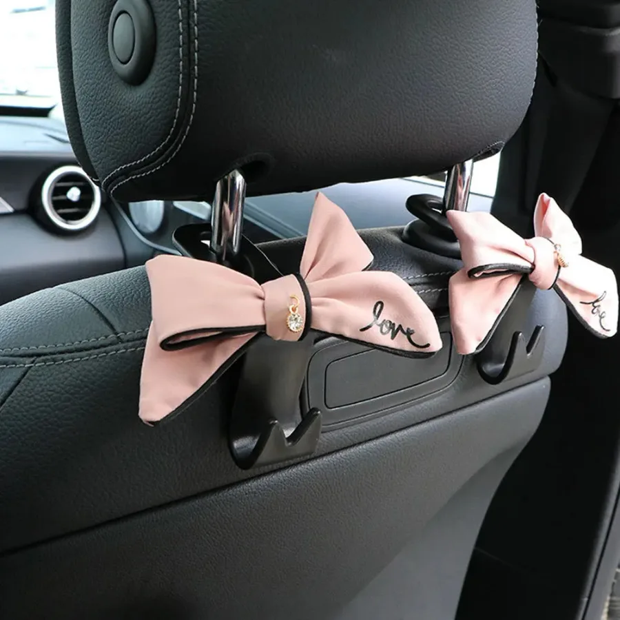 

Car Auto Seat Back Hook Multifunction Storage Bow Hook Pink Black Cute Rear Seat Placement Tool Interior Universal Accessories