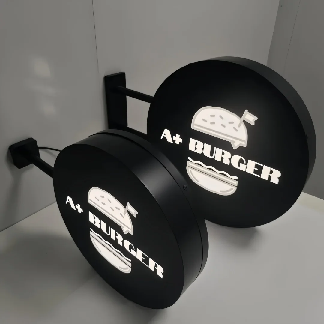 Custom Round LED Light Box | Double-Sided Outdoor Business Sign | Illuminated Storefront Sign | Personalized Logo Sign for Shops