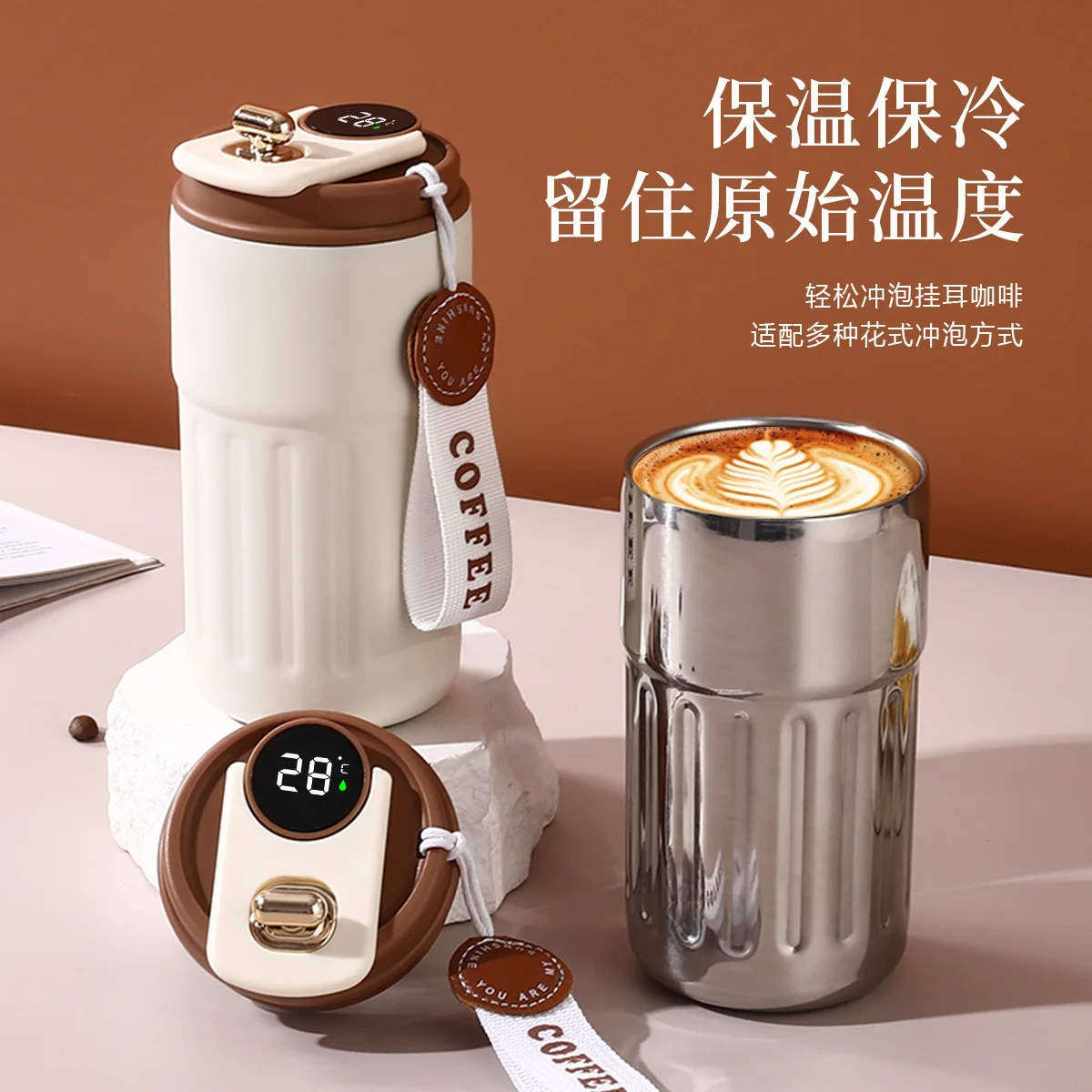 Coffee cup 316 stainless steel thermos cup high value male and female students bubble drinking cup household cold water cup